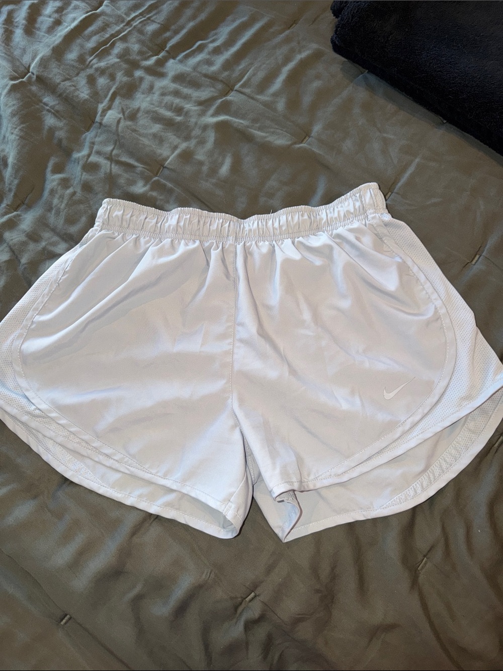 Nike Women’s Silver Athletic Running Shorts with Mesh Trim